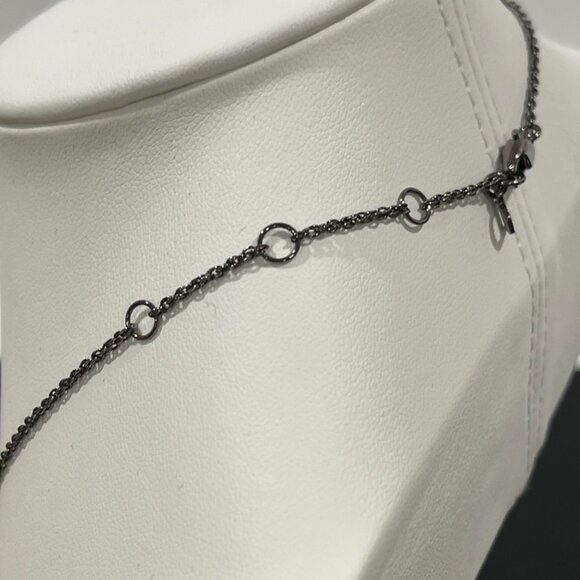 Christian Dior Gunmetal Necklace with Glass Purple Stone (104604) - Picture 3 of 4